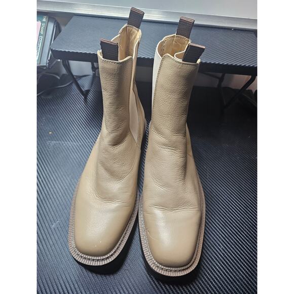 Sam Edelman Womens Laguna Chelsea Boots Pull On Lug Chunky Beige Leather 11M - Picture 1 of 7